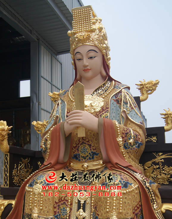 銅雕李三娘彩繪側(cè)面神像
